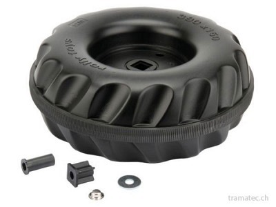 Rolly Toys Ersatzteil Hinterrad mit Laufreifen 390 x 150 für 4-Kant-Mitnehmer