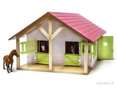 Kids Globe Pferdestall mit 2 Boxen rosa 1:24