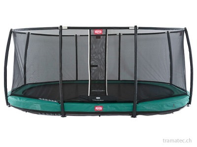 BERG Trampolin Grand Champion InGround 350 Green + Sicherheitsnetz Deluxe
