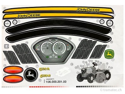 Rolly Toys Ersatzteil Aufkleber für John Deere 6210R