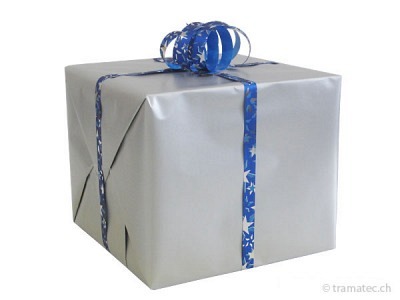 Geschenkverpakung Silber-Blau