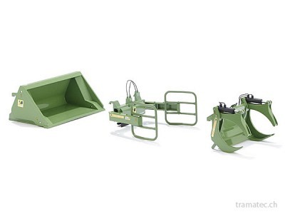 Wiking Frontlader Werkzeuge - Set A Bressel und Lade grün