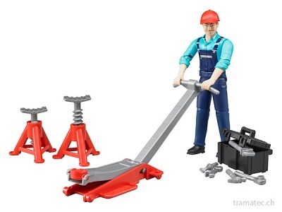 Bruder Figurenset Werkstatt (Mechanik er, Wagenheber, Böcke, WZ)