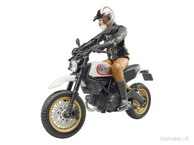 Bruder Motorrad Ducati Scrambler Desert Sled mit Fahrer