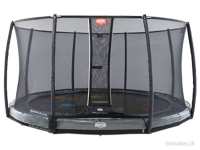 BERG Trampolin Elite InGround 430 Grey Levels + Sicherheitsnetz Deluxe