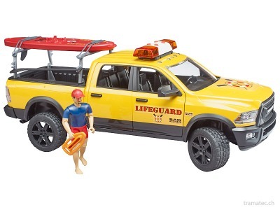 Bruder Life Guard RAM 2500 Power Wagon mit Figur, Stand Up Paddle und Light & Sound Modul