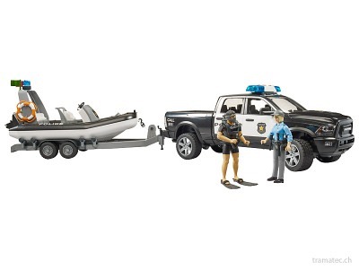 Bruder RAM 2500 Polizei Pickup mit Boot und 2 Figuren