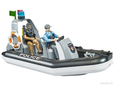 Bruder Polizei Schlauchboot mit Polizist, Taucher und Zubehör
